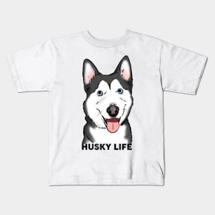 Husky Life Smiling Husky Dog Kids T-Shirt